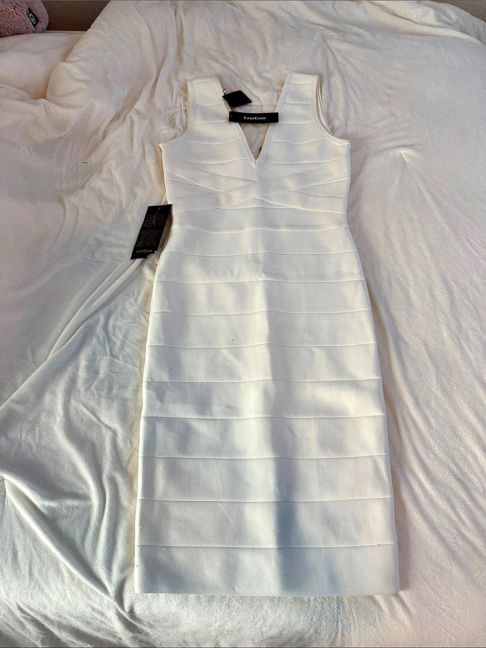 bebe Bandage Mini Dress White Size Medium NWT